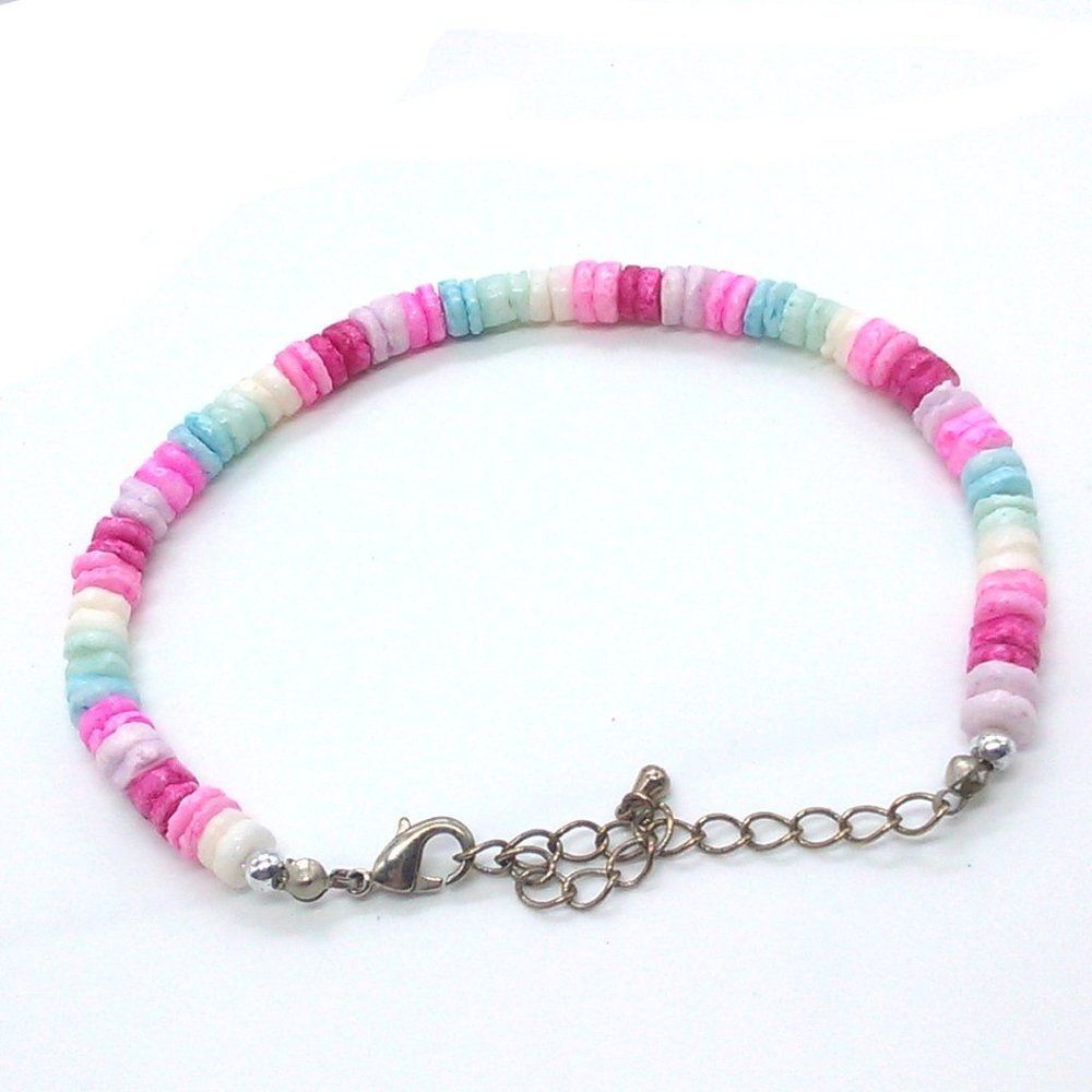 Dyed Puka Shell Anklet-Bracelet Lobster Clasp 8-11"